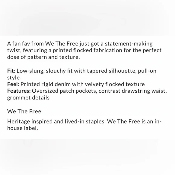 NWT We The Free People Moxie Printed Floral Flocked Barrel Jeans Size 27 w/ Belt - Picture 9 of 13